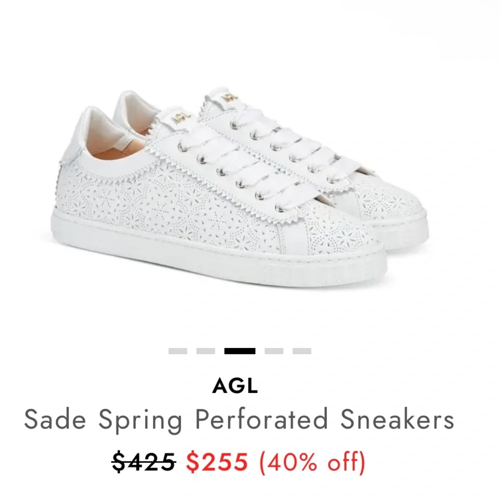 AGL Sade Spring White Flower Cut Out Sneaker $425 size 35.5 US 5.5 leather